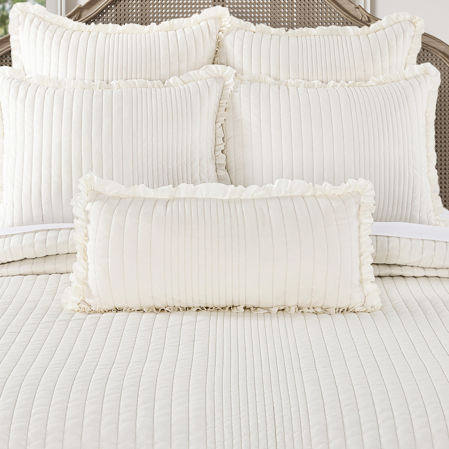 Ivory Quilted Boudoir Decorative Throw Pillow