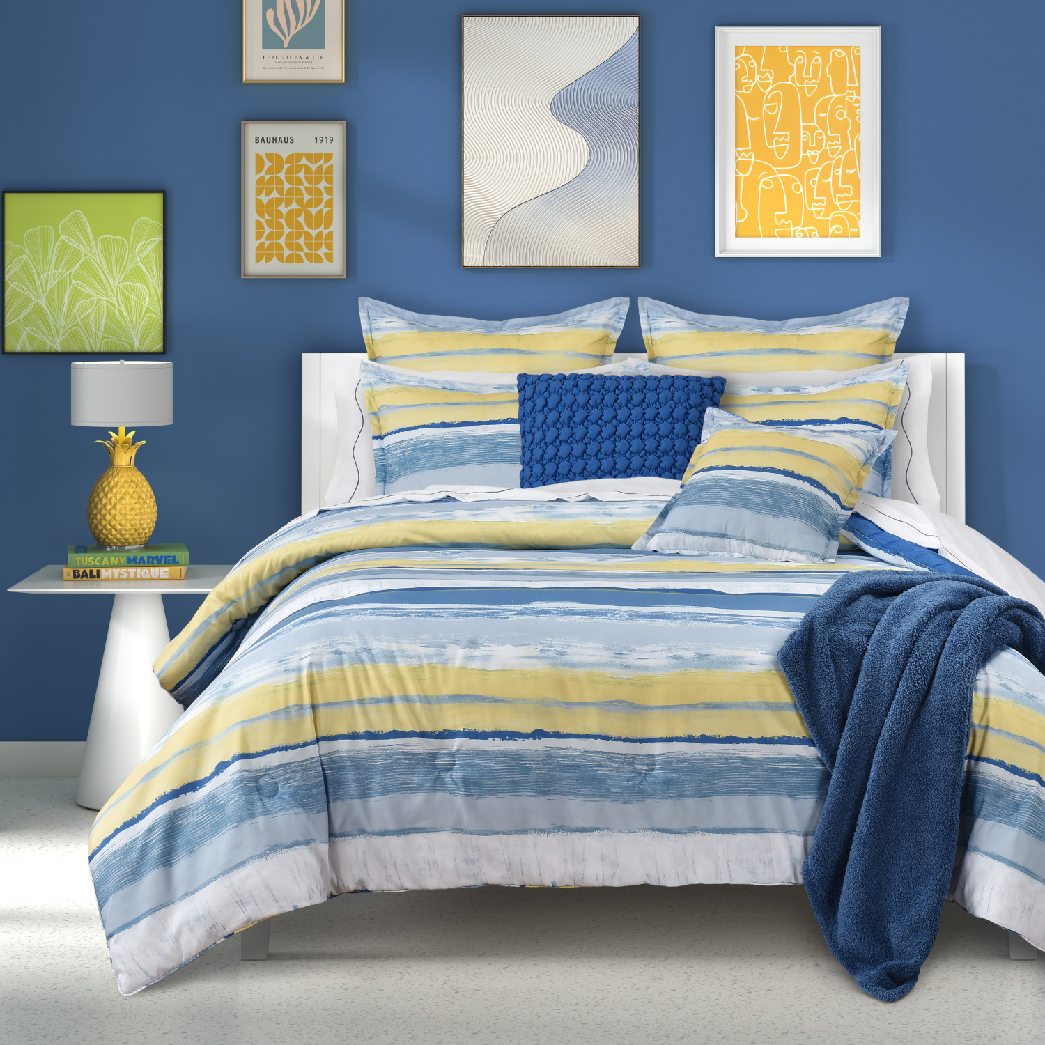 Blue 18inch Square Decorative Throw Pillow