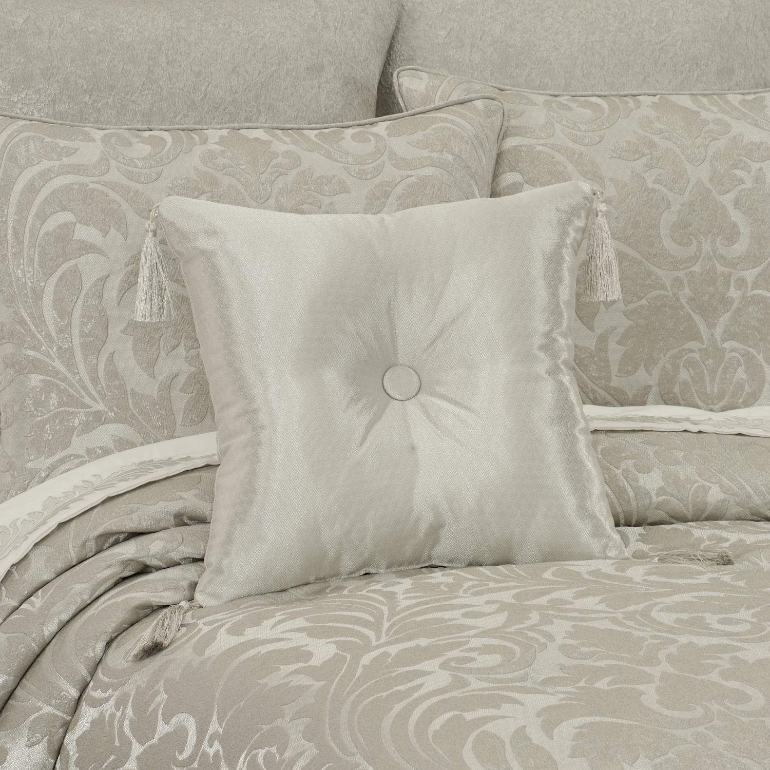 Silver 18inch Square Decorative Throw Pillow