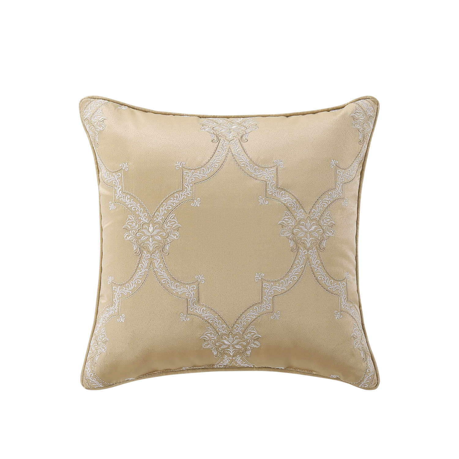 Gold 20inch Square Embellished Decorative Throw Pillow