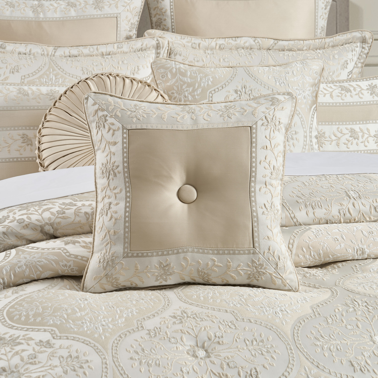 Ivory 18inch Square Decorative Throw Pillow