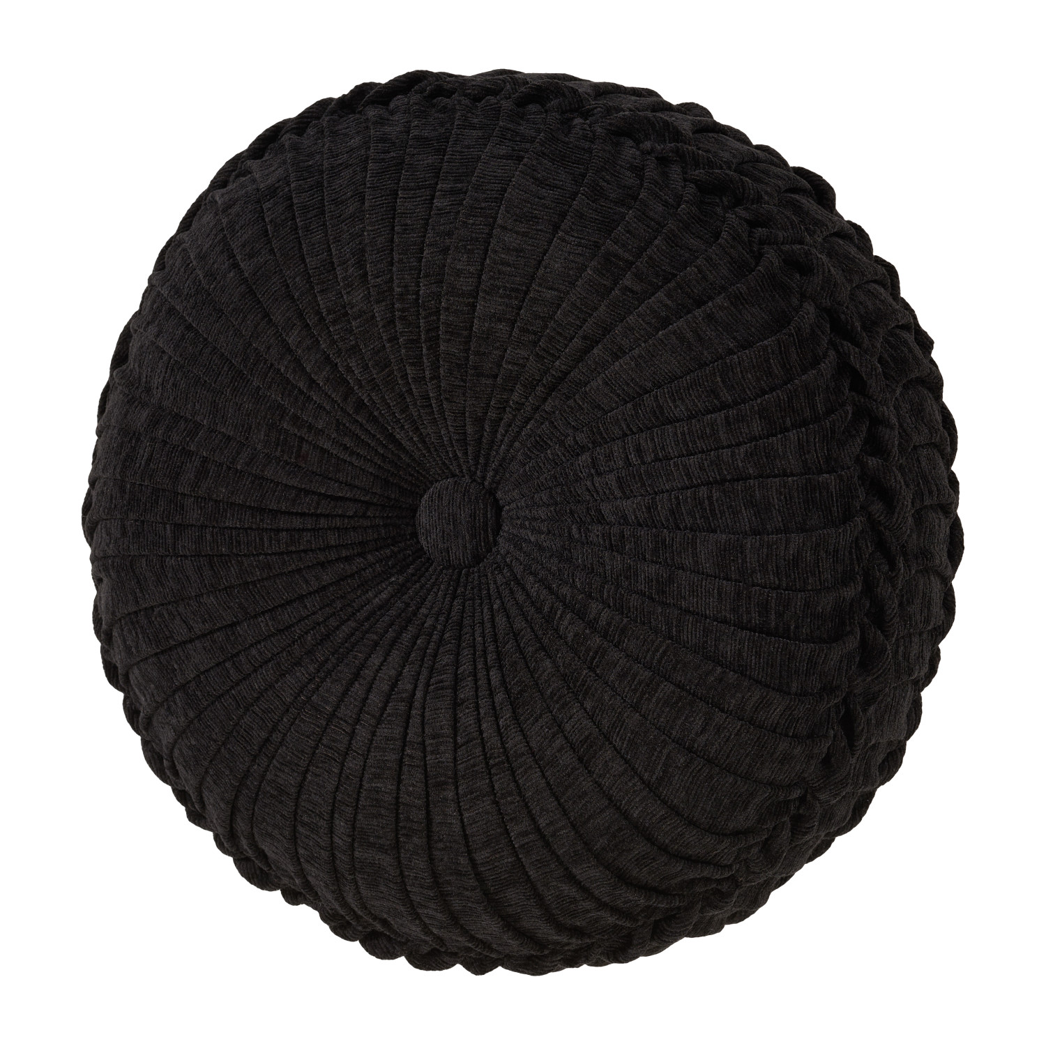 Black Tufted Round Decorative Throw Pillow