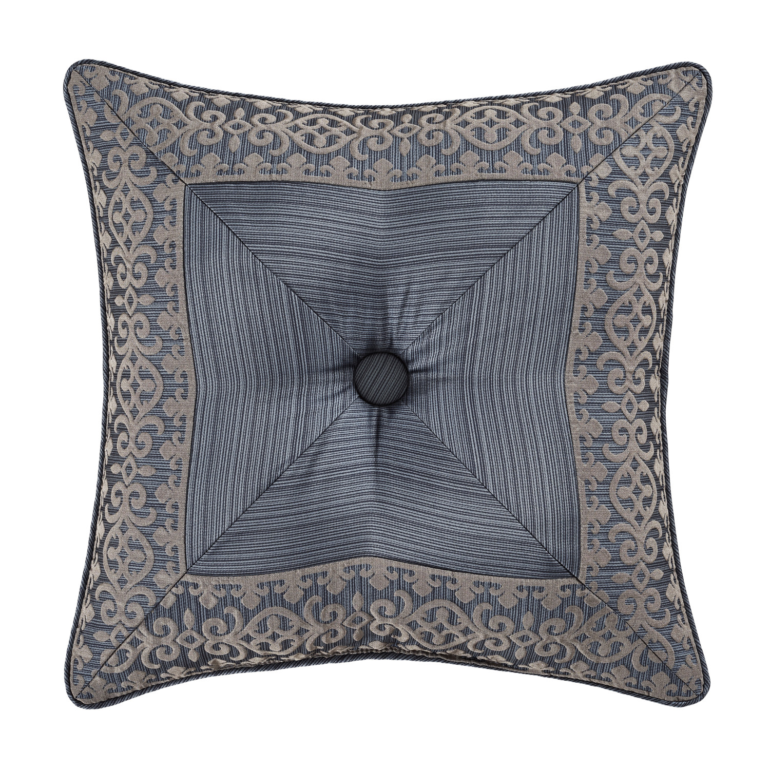 Blue 18inch Square Embellished Decorative Throw Pillow
