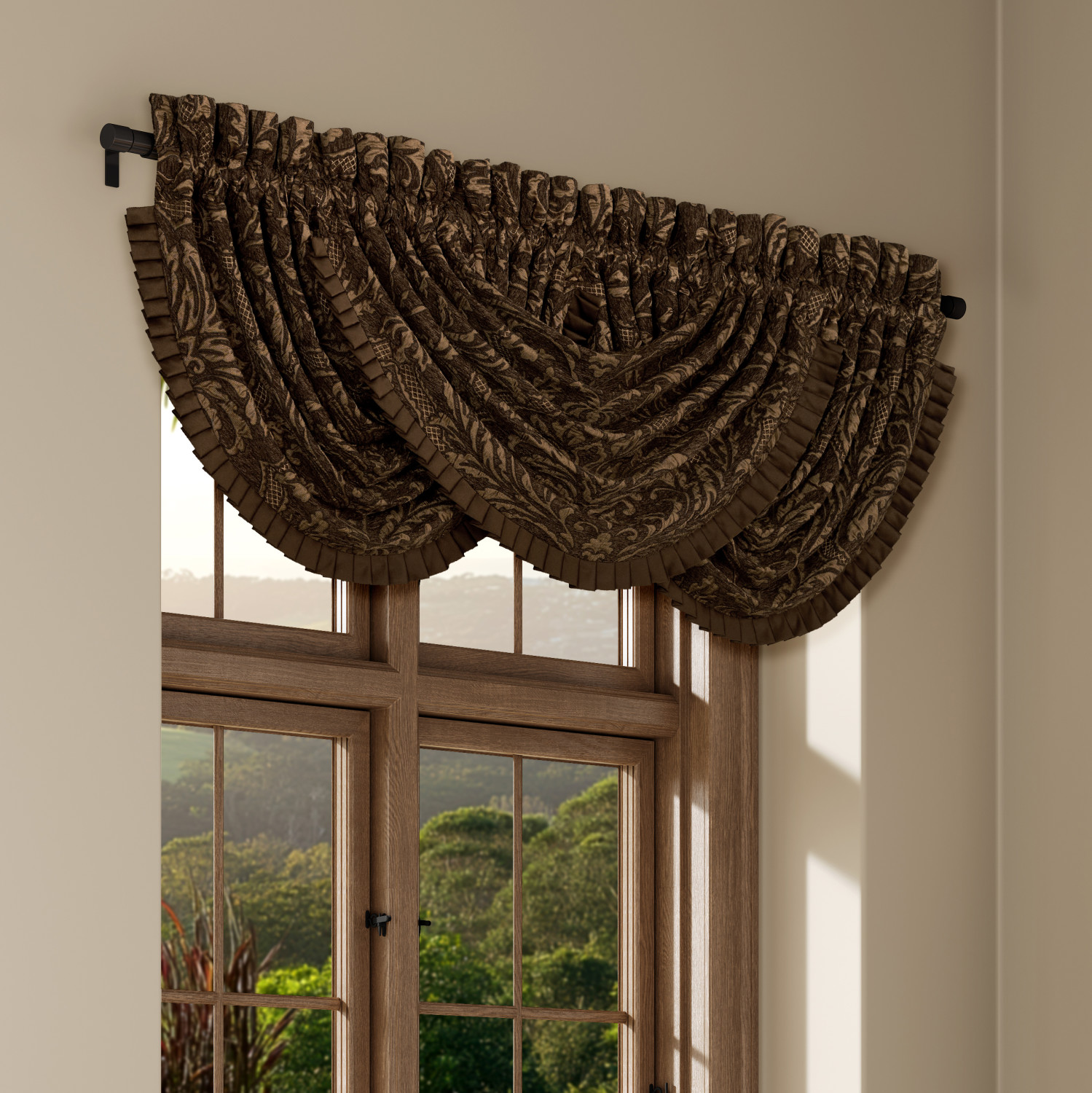Mocha Window Waterfall Valance