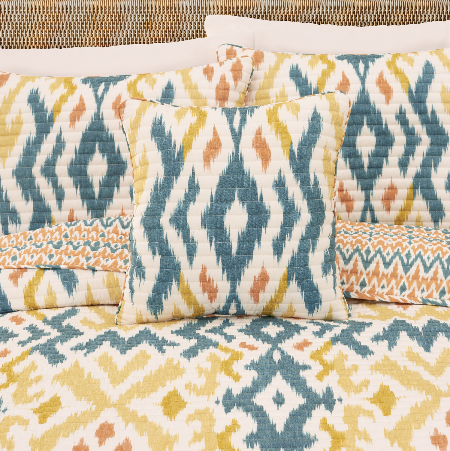 Teal 18inch Square Quilted Decorative Throw Pillow