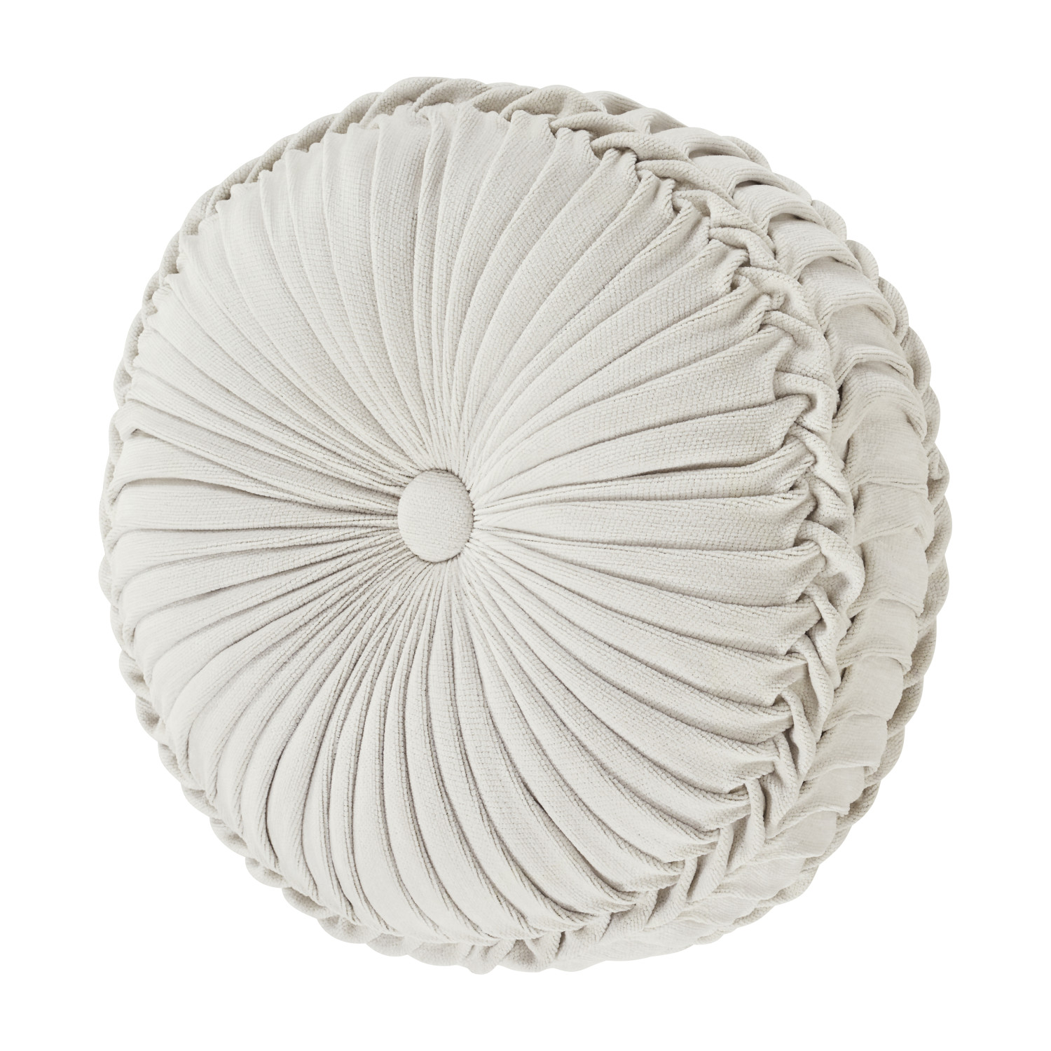 White Tufted Round Decorative Throw Pillow