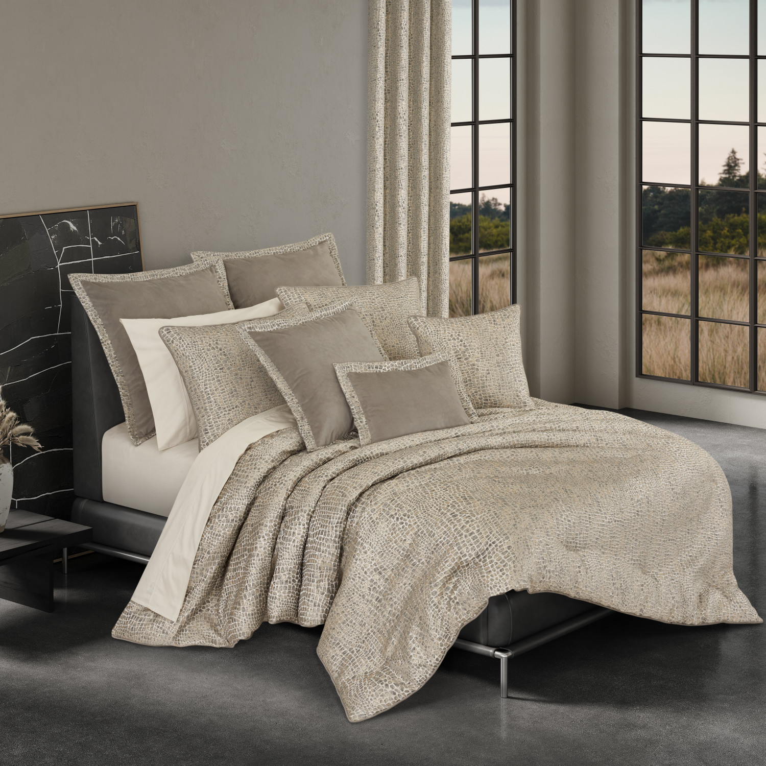 Pewter 18inch Square Decorative Throw Pillow