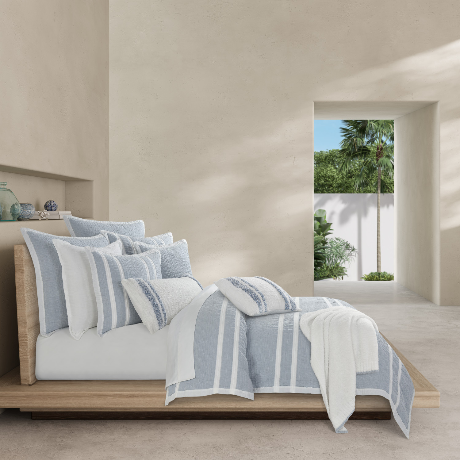 Sky Blue 18inch Square Decorative Throw Pillow