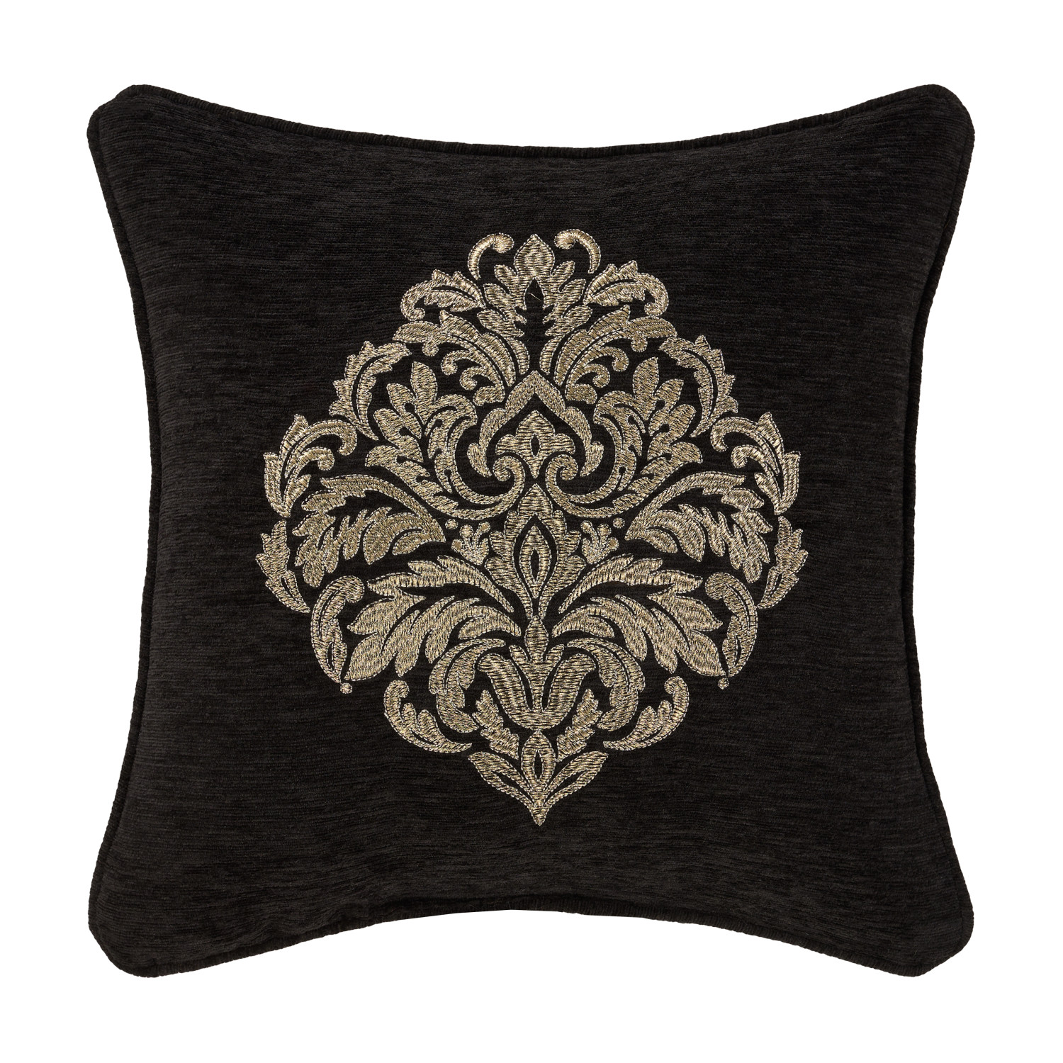 Black 18inch Square Embellished Decorative Throw Pillow