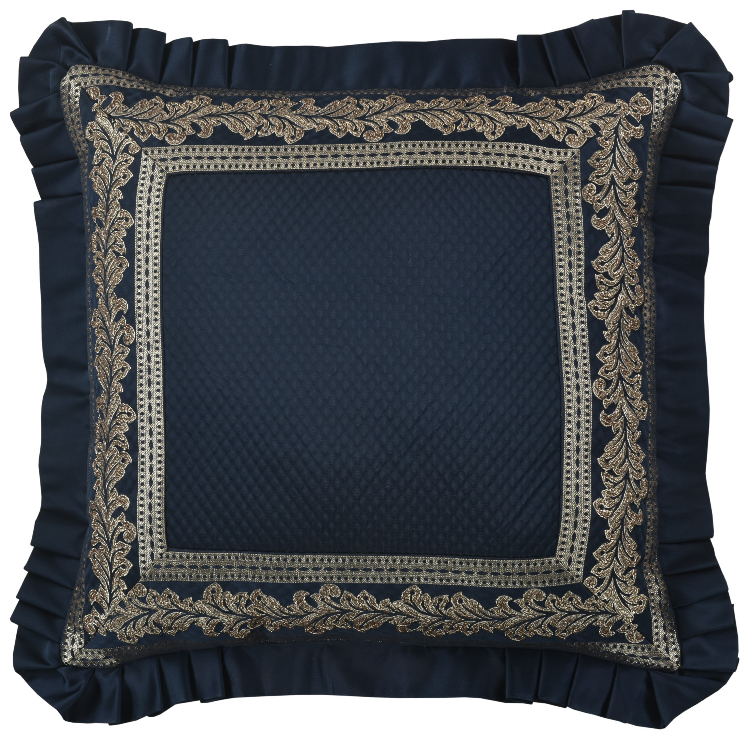 Navy 20inch Square Embellished Decorative Throw Pillow