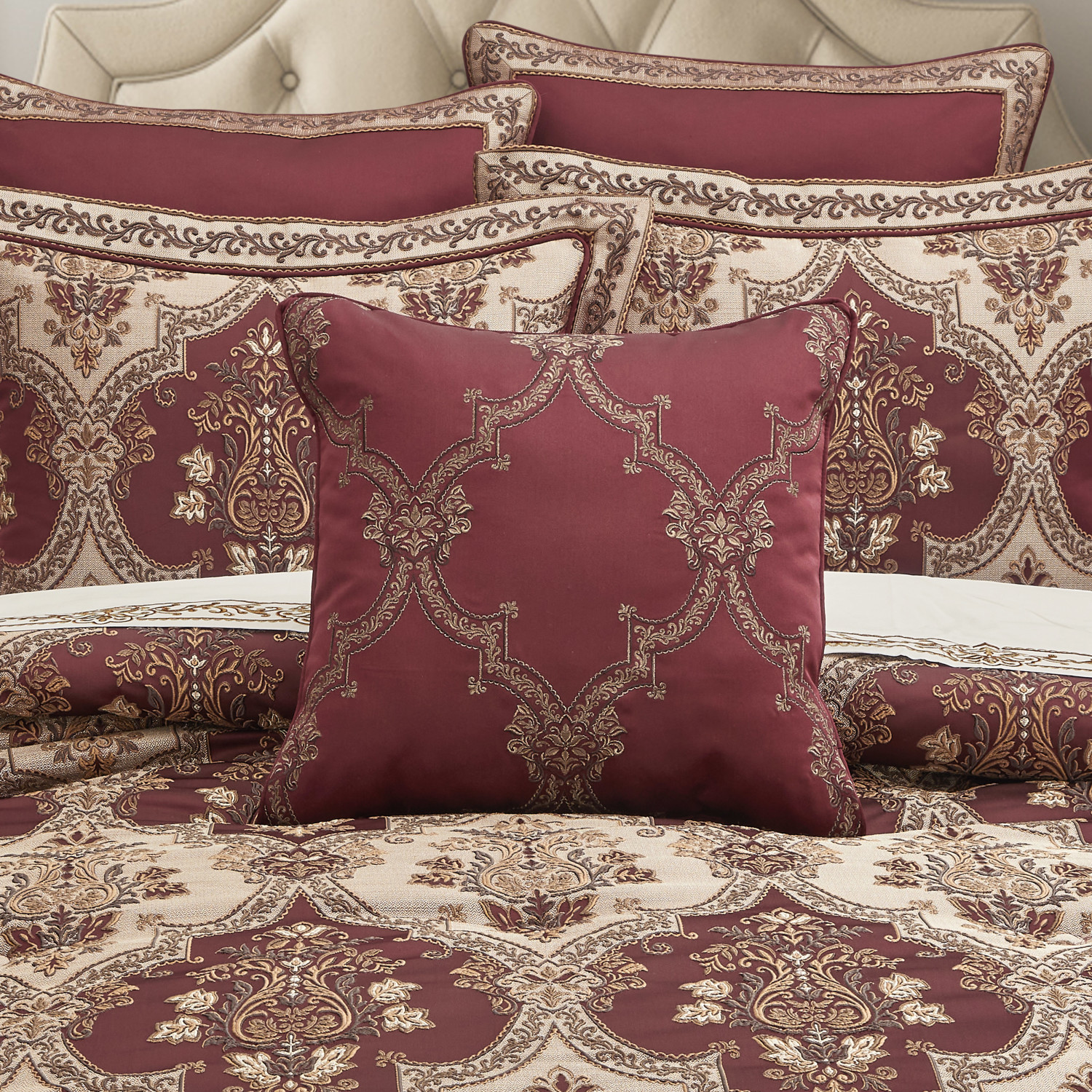 Bordeaux 20inch Square Embellished Decorative Throw Pillow