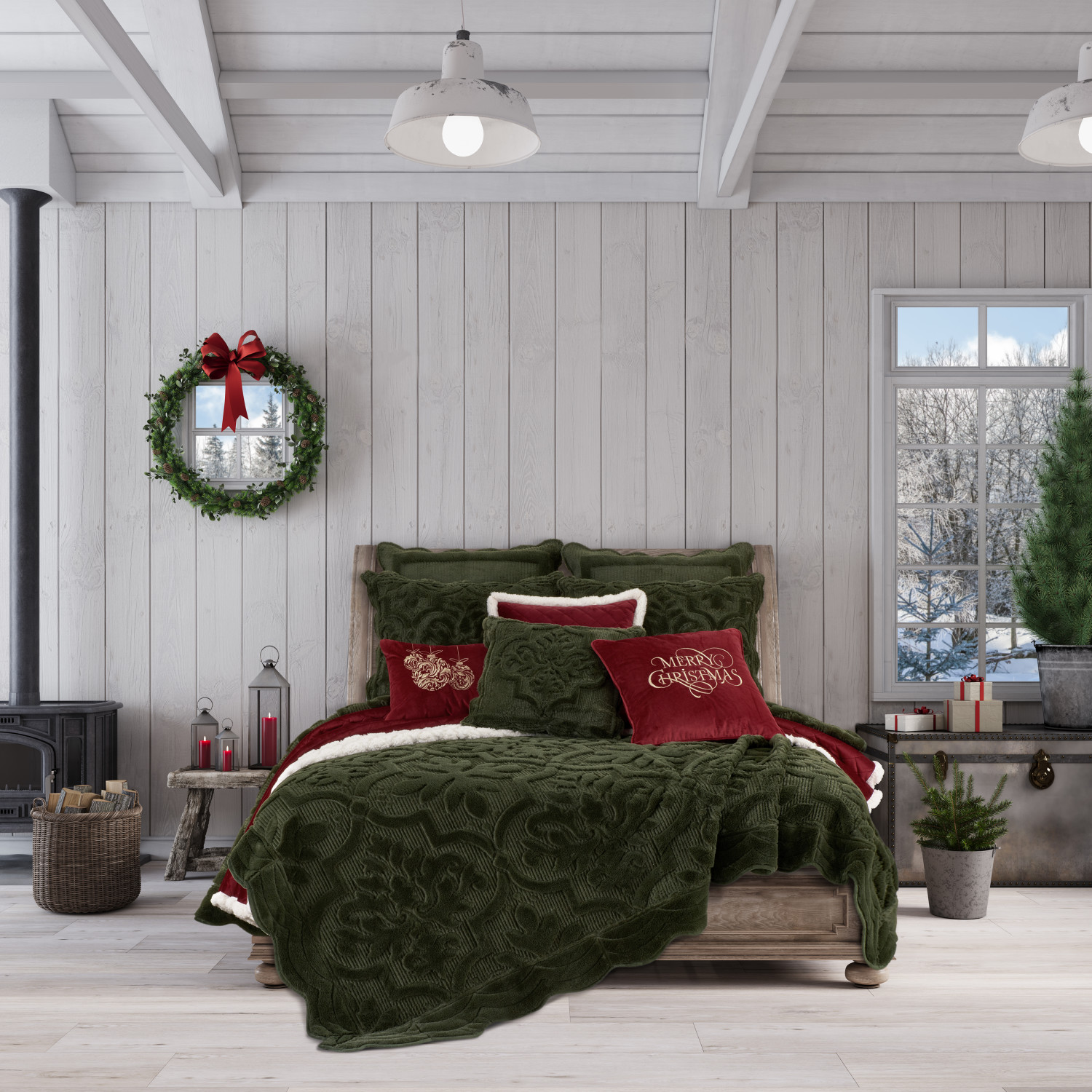 Evergreen 18inch Square Quilted Decorative Throw Pillow