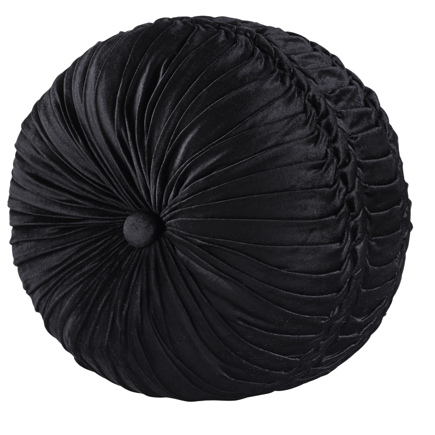 Black Tufted Round Decorative Throw Pillow