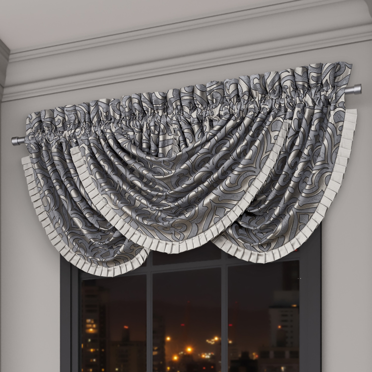 Pewter Window Waterfall Valance