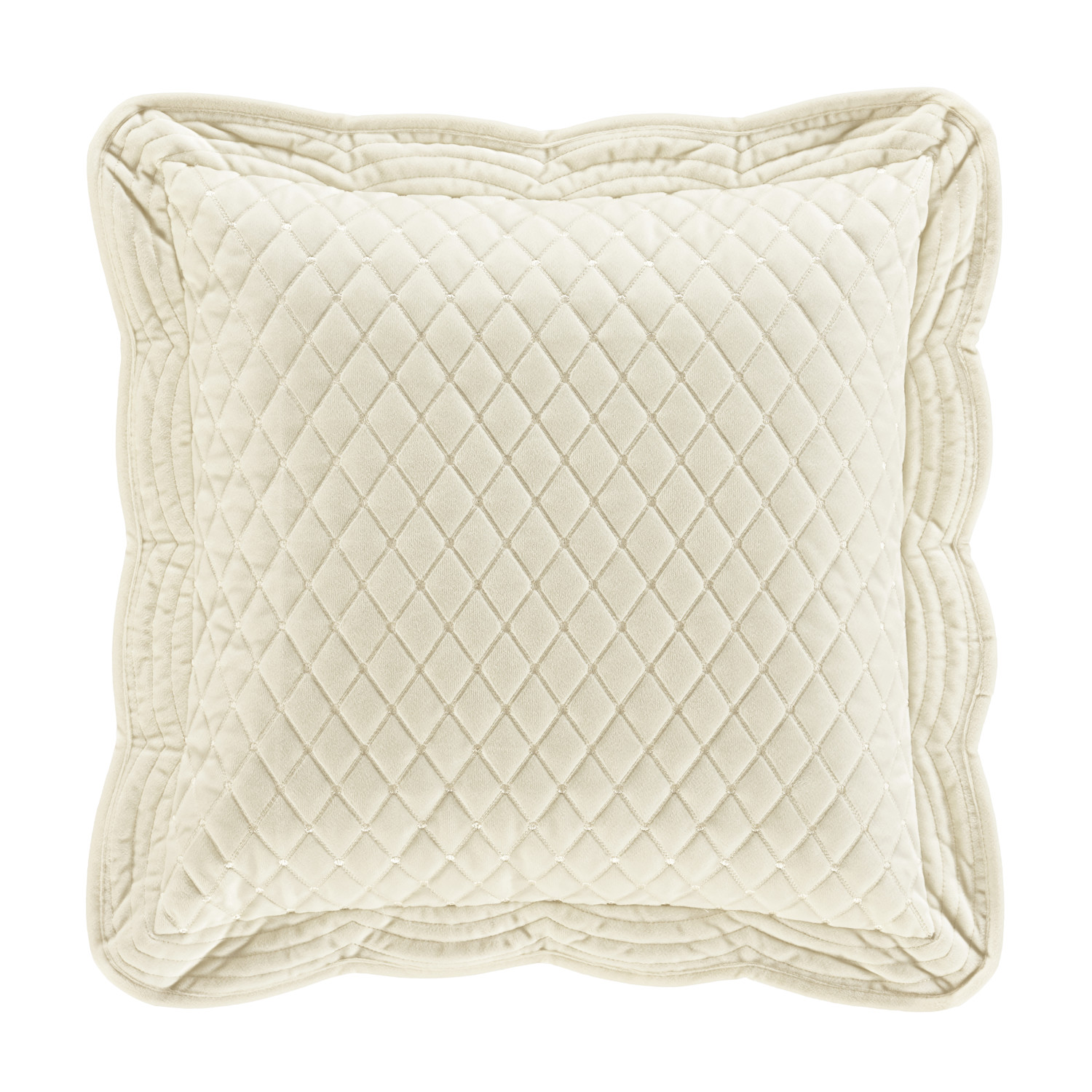 Winter White 18inch Square Quilted Decorative Throw Pillow