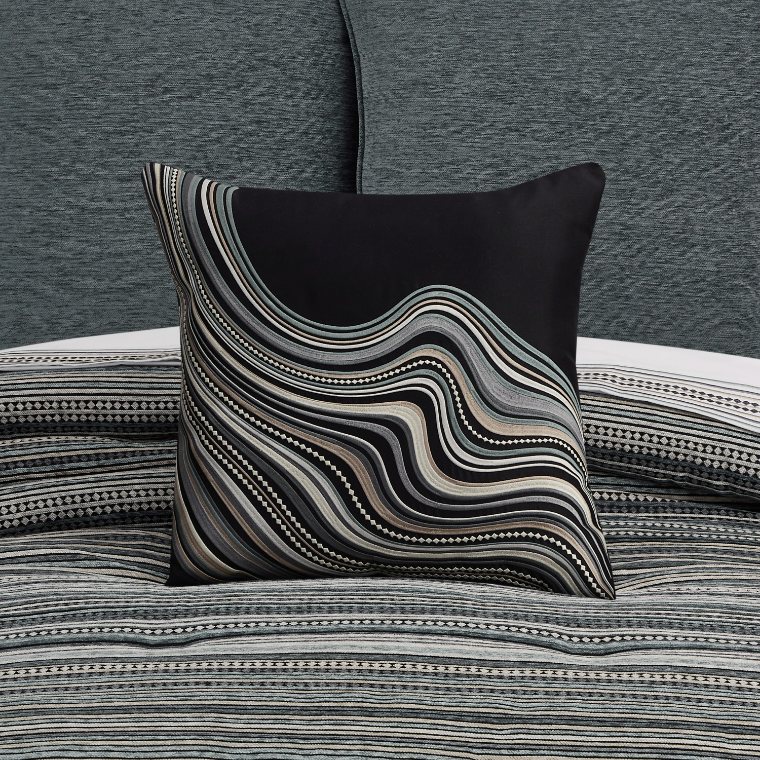 Black 18inch Square Decorative Throw Pillow