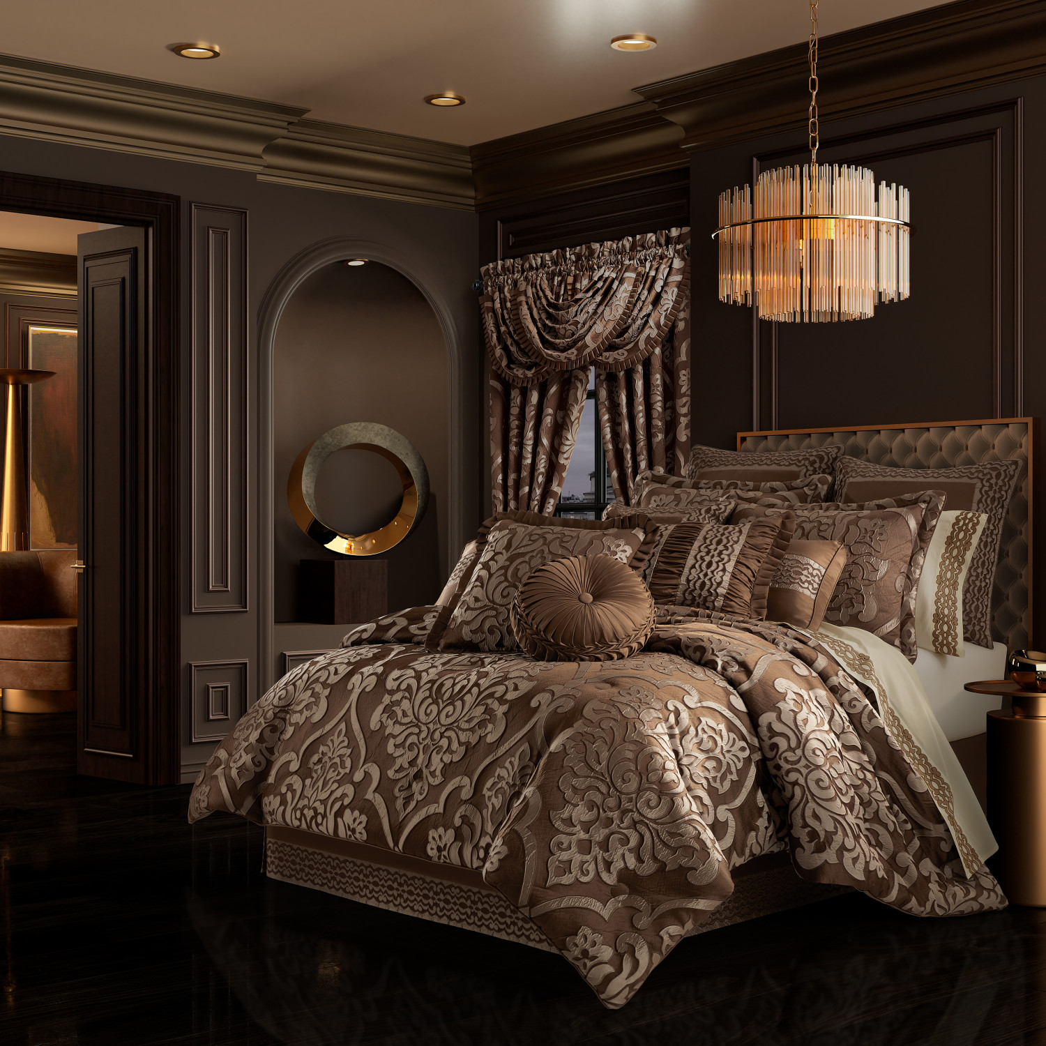 Copper Tufted Round Decorative Throw Pillow
