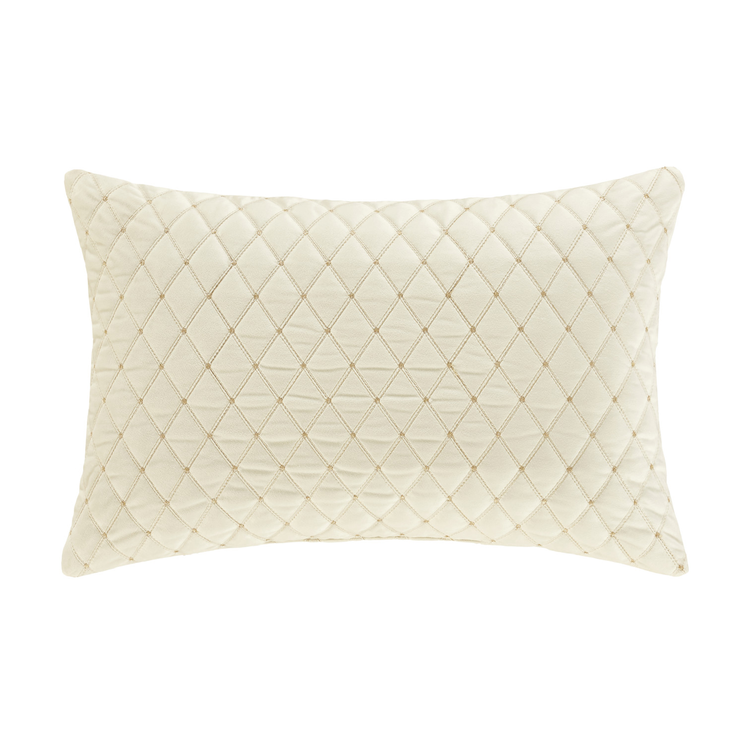 Winter White Quilted Boudoir Decorative Throw Pillow