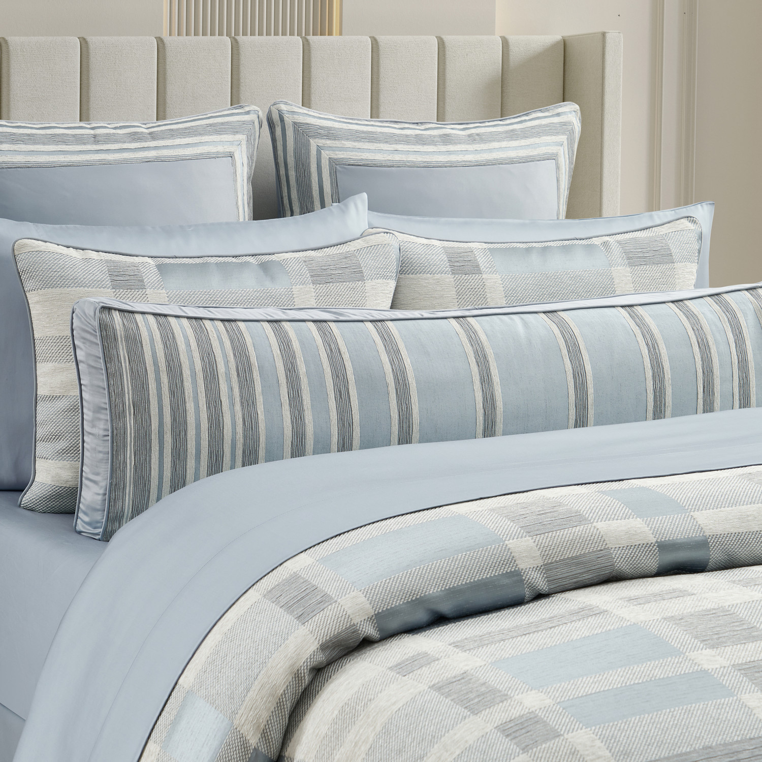 Blue Bolster Decorative Throw Pillow