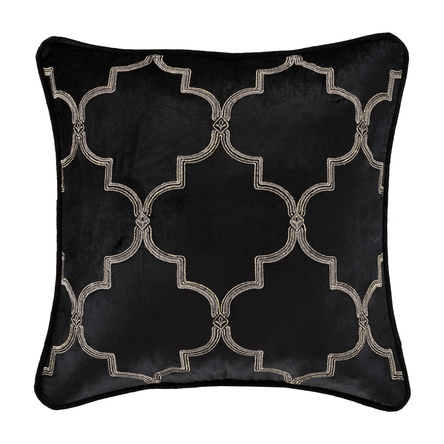 Black 18inch Square Embellished Decorative Throw Pillow