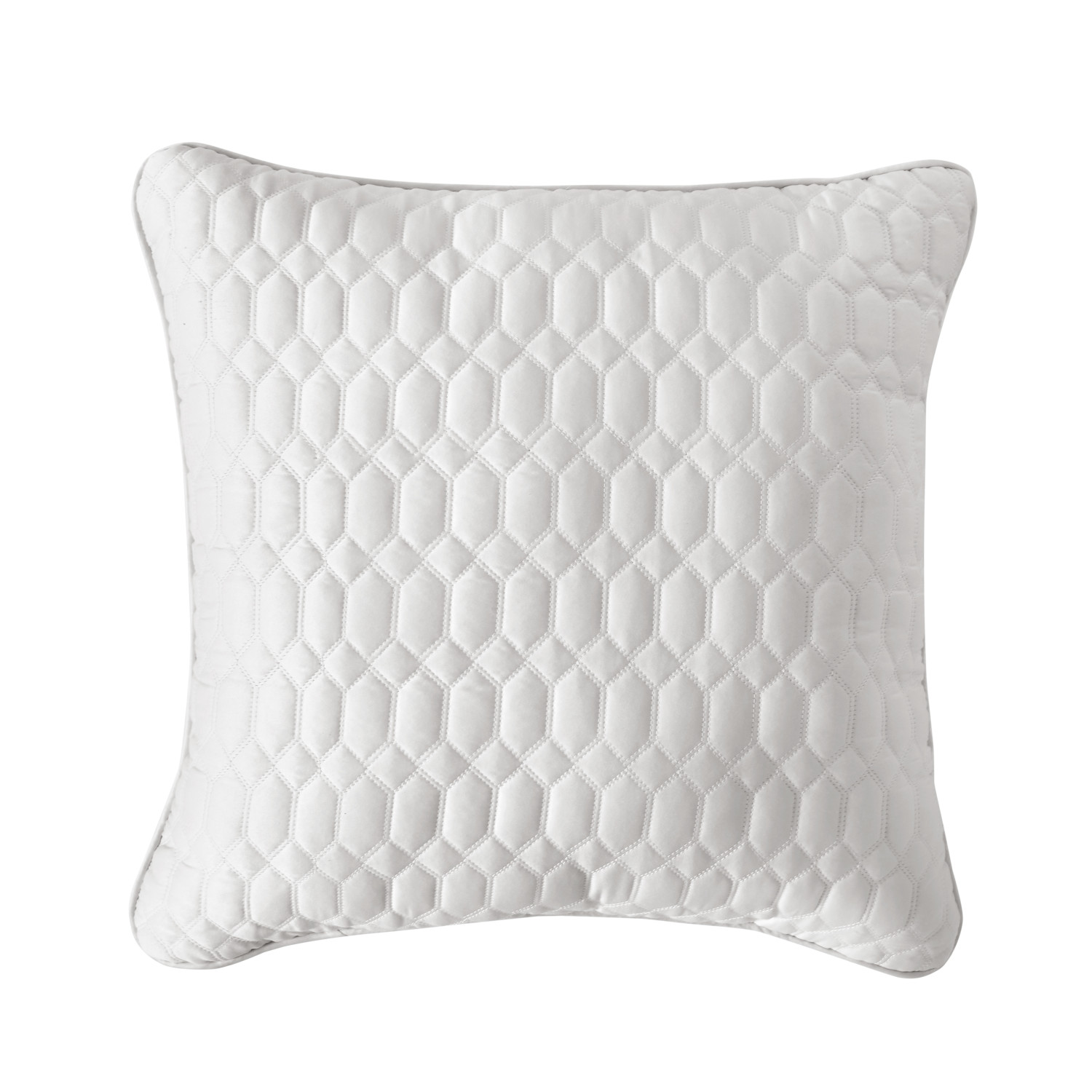 Ivory 20inch Square Quilted Decorative Throw Pillow