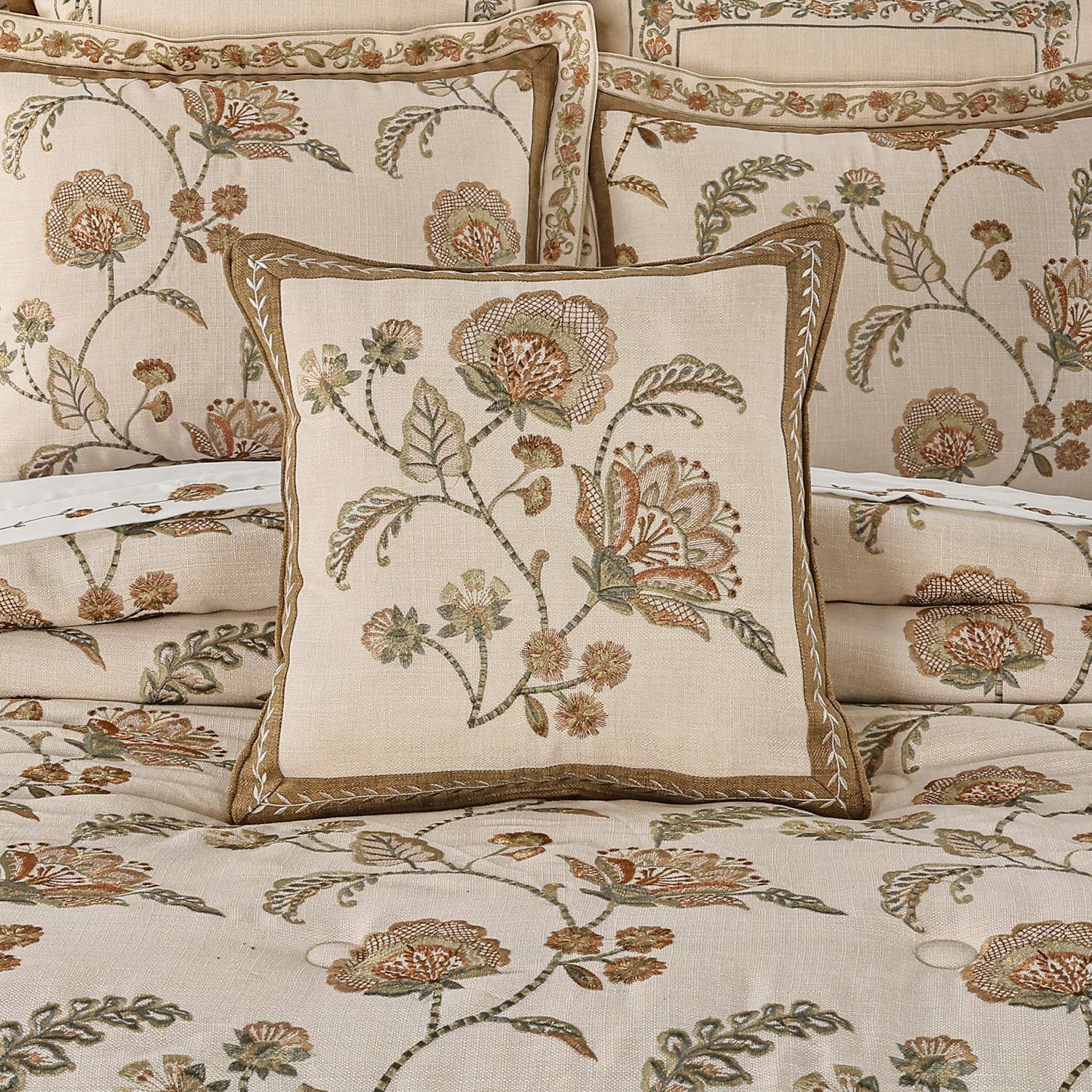 Apricot 18inch Square Embellished Decorative Throw Pillow