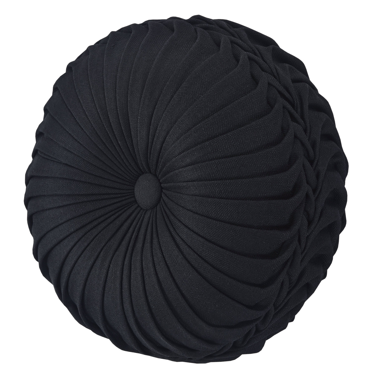 Black Tufted Round Decorative Throw Pillow