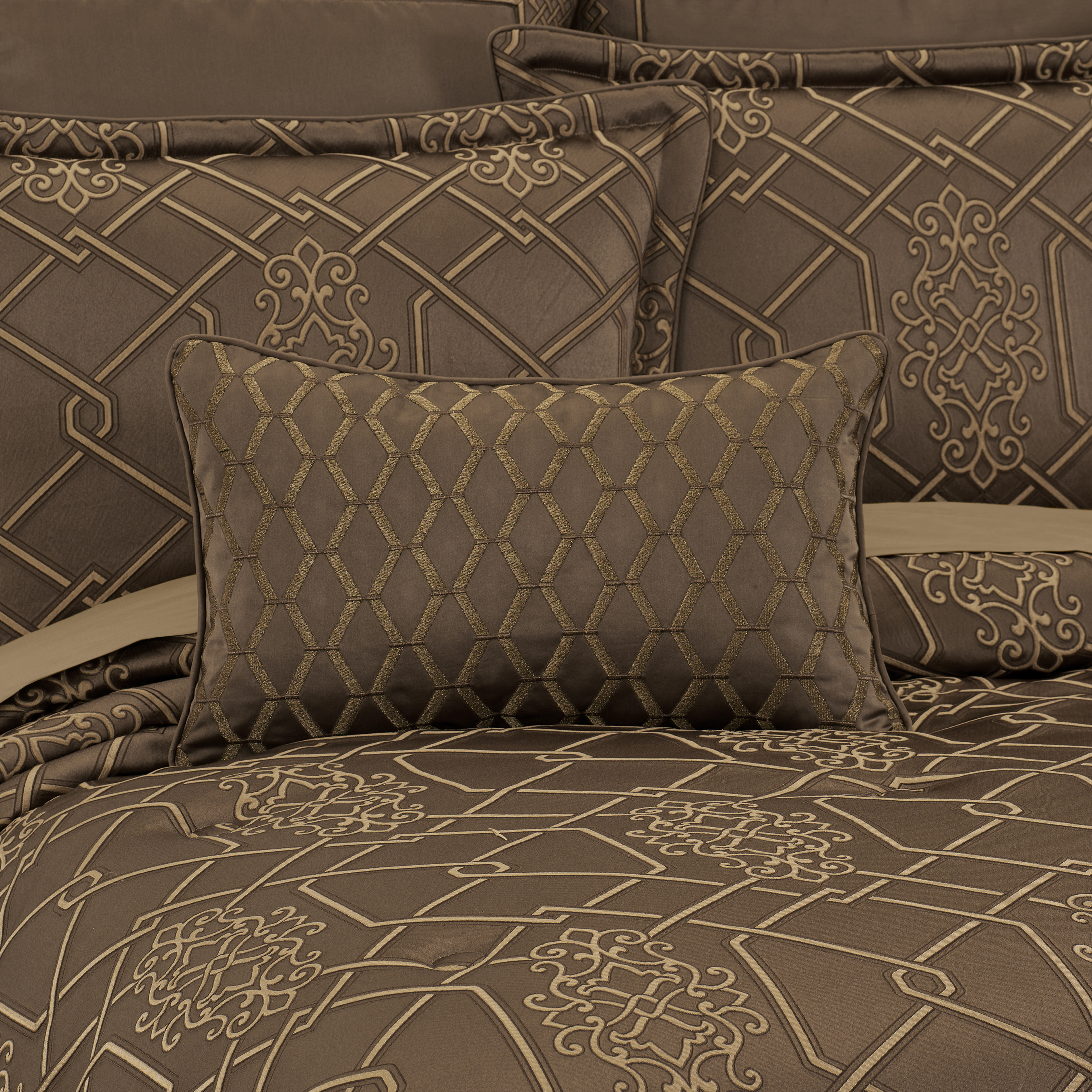 Mocha Boudoir Embellished Decorative Throw Pillow