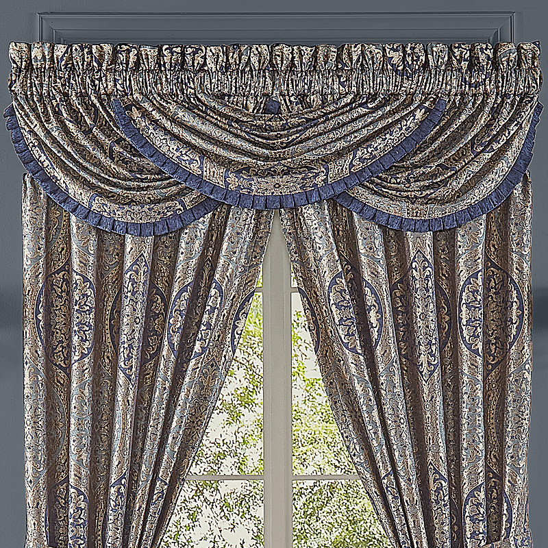 Navy Window Waterfall Valance