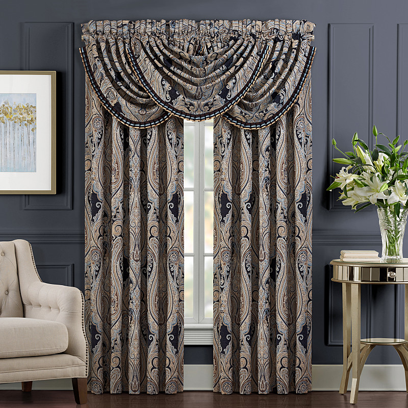 Indigo Window Waterfall Valance