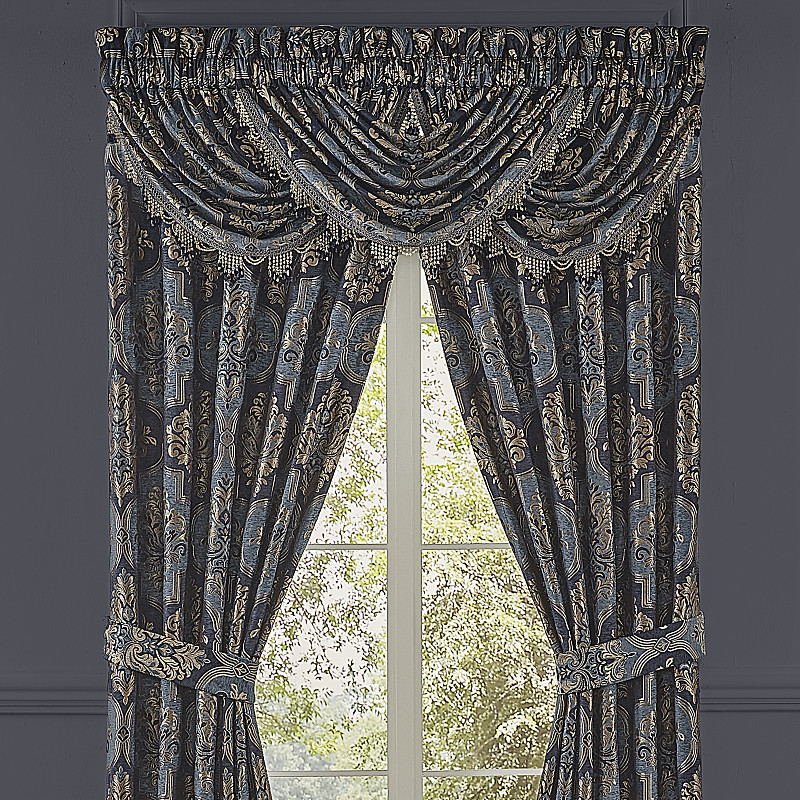Indigo Window Waterfall Valance