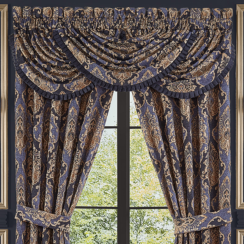 Indigo Window Waterfall Valance