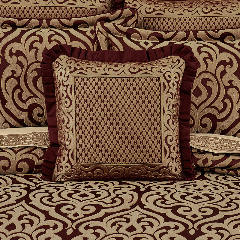 Crimson 20inch Square Embellished Decorative Throw Pillow