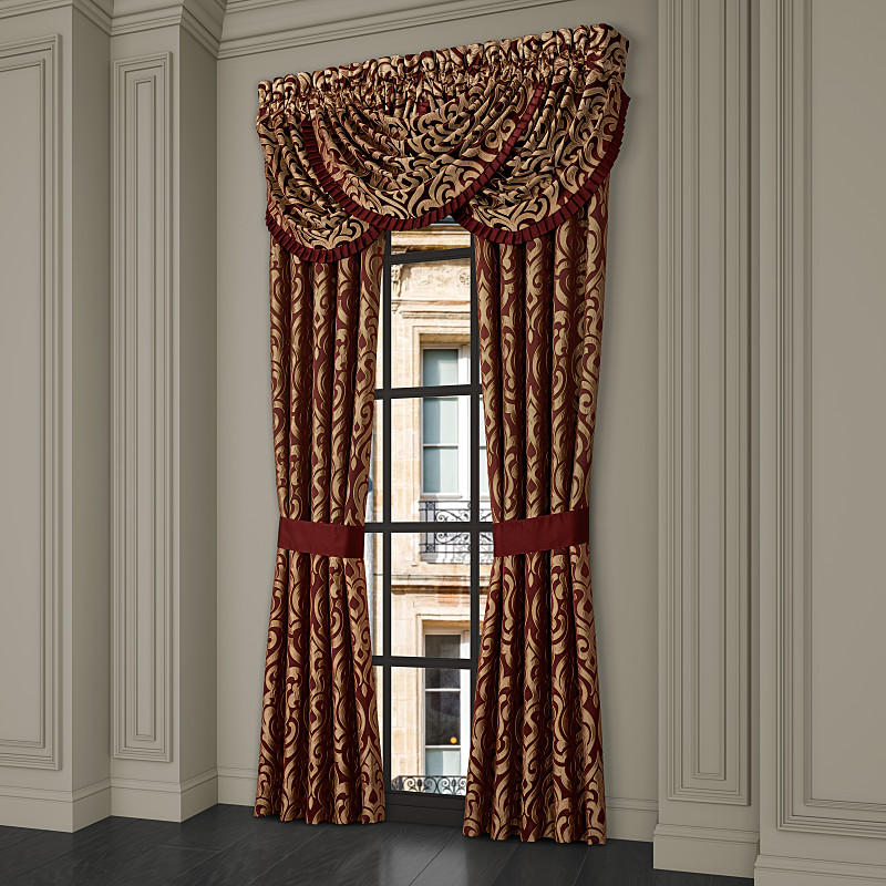 Crimson Window Waterfall Valance