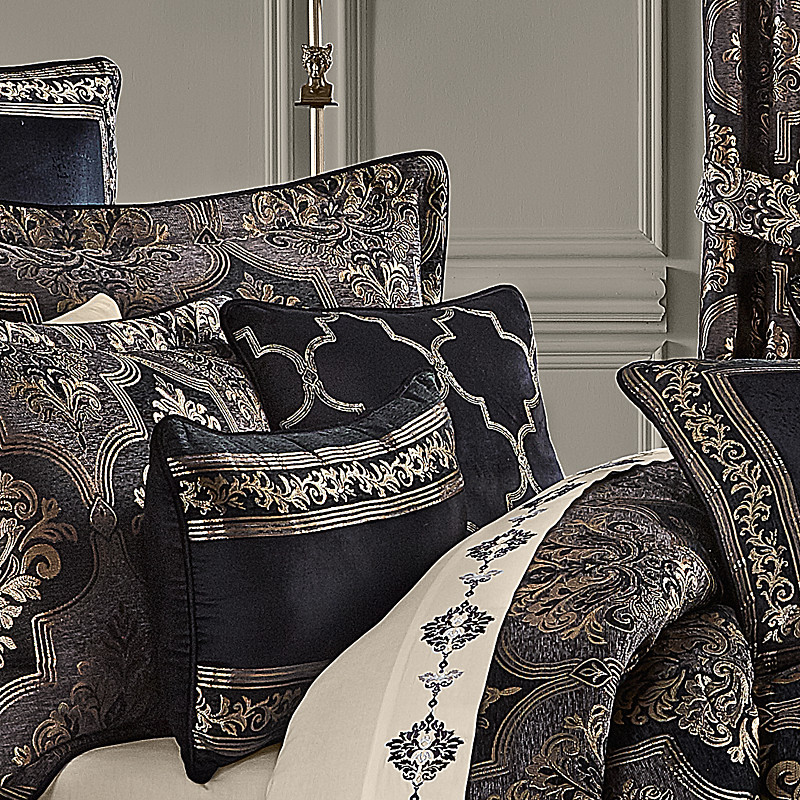 Black 18inch Square Embellished Decorative Throw Pillow