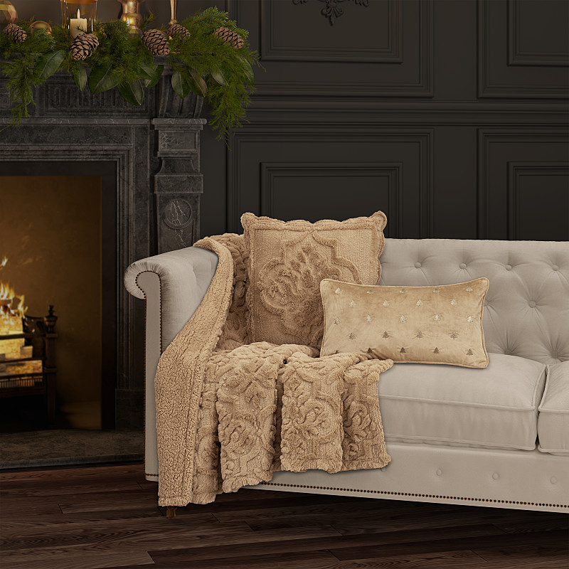 Gold Boudoir Embellished Decorative Throw Pillow