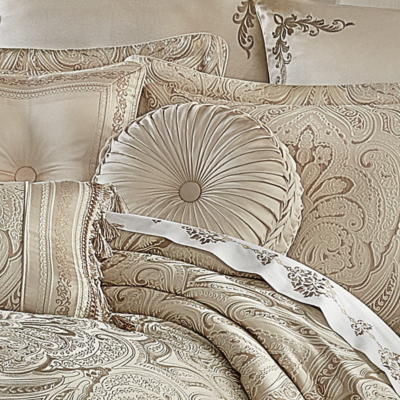 Champagne Tufted Round Decorative Throw Pillow