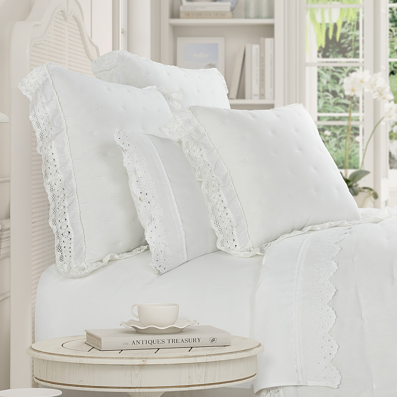 White 20inch Square Quilted Decorative Throw Pillow