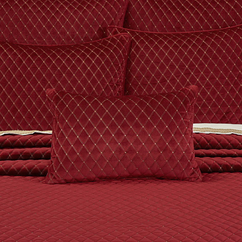 Crimson Quilted Boudoir Decorative Throw Pillow