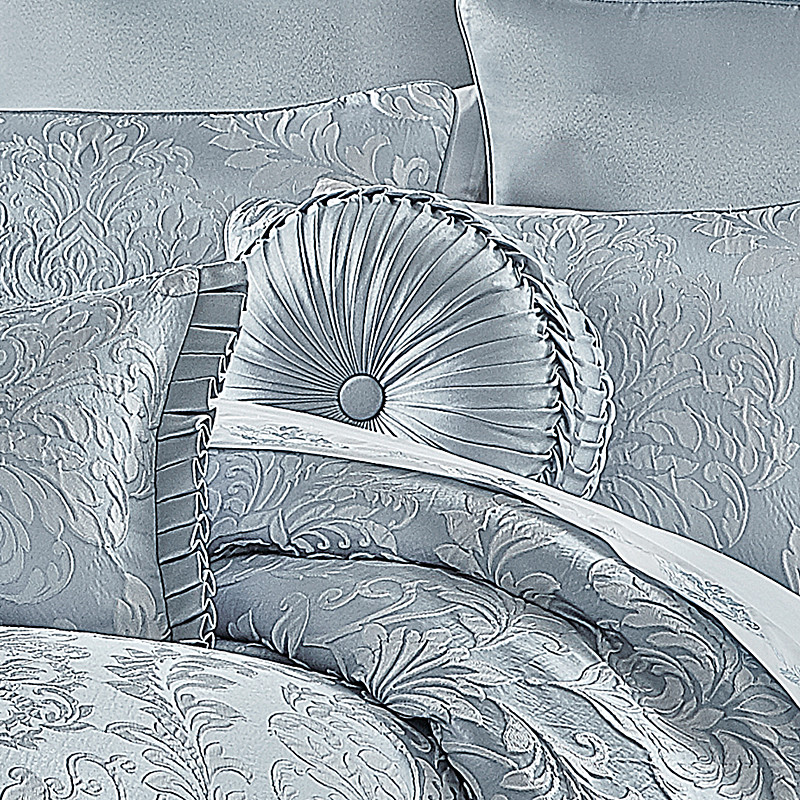 Powder Blue Tufted Round Decorative Throw Pillow