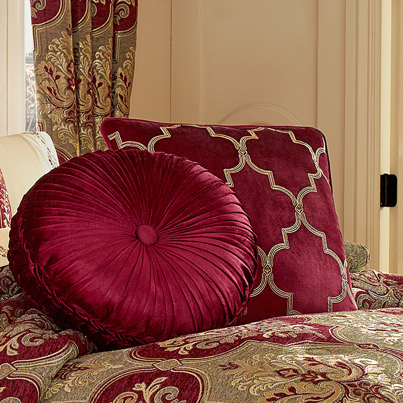 Crimson 18inch Square Embellished Decorative Throw Pillow