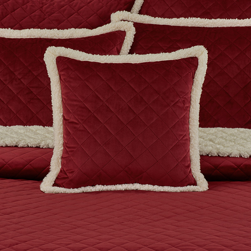 Crimson 18inch Square Quilted Decorative Throw Pillow