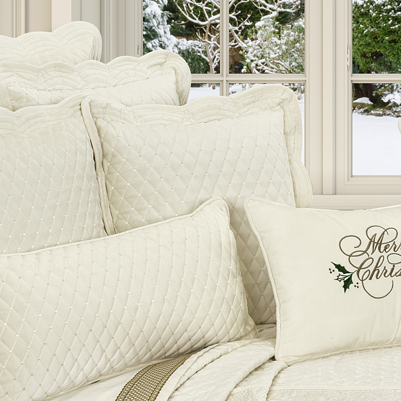 Winter White 18inch Square Quilted Decorative Throw Pillow