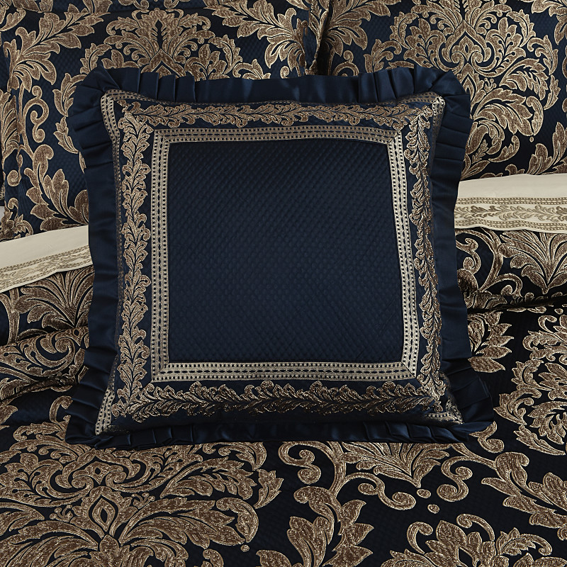 Navy 20inch Square Embellished Decorative Throw Pillow