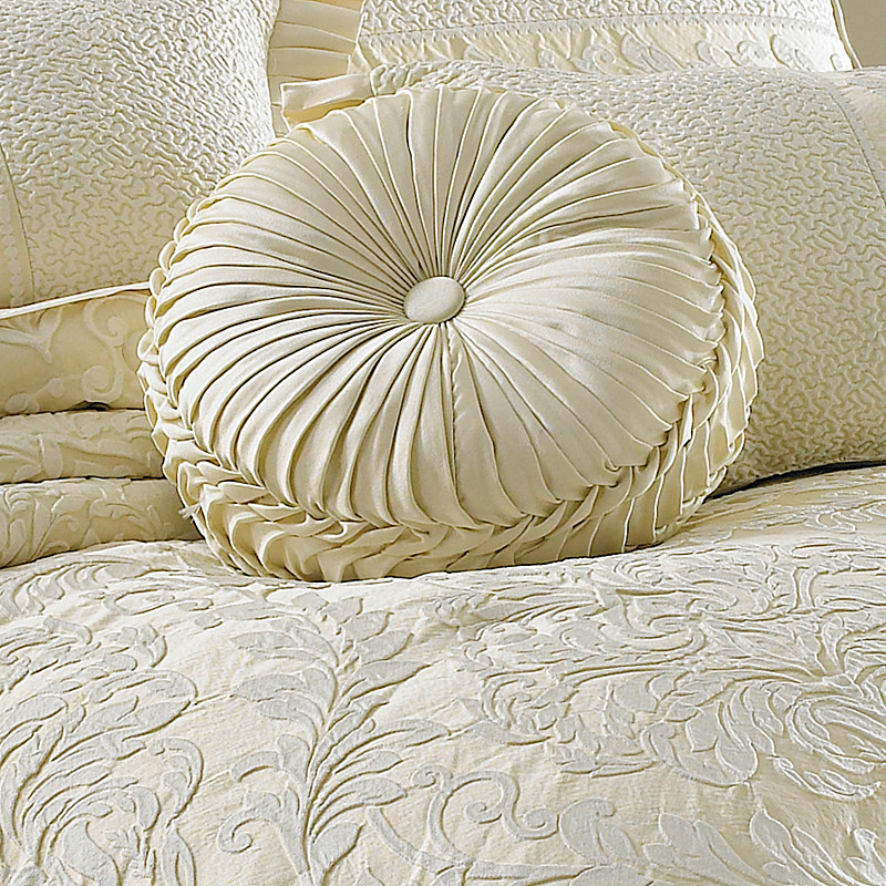 Ivory Tufted Round Decorative Throw Pillow