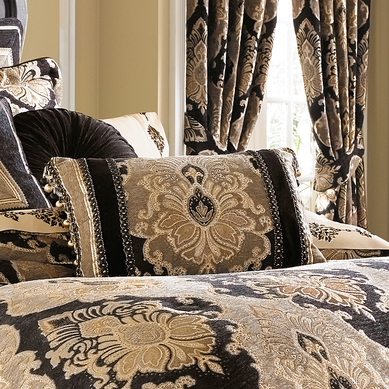 Black Boudoir Decorative Throw Pillow