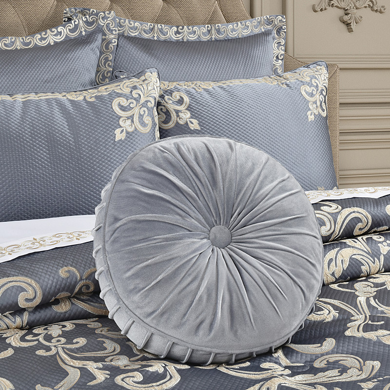 Powder Blue Tufted Round Decorative Throw Pillow