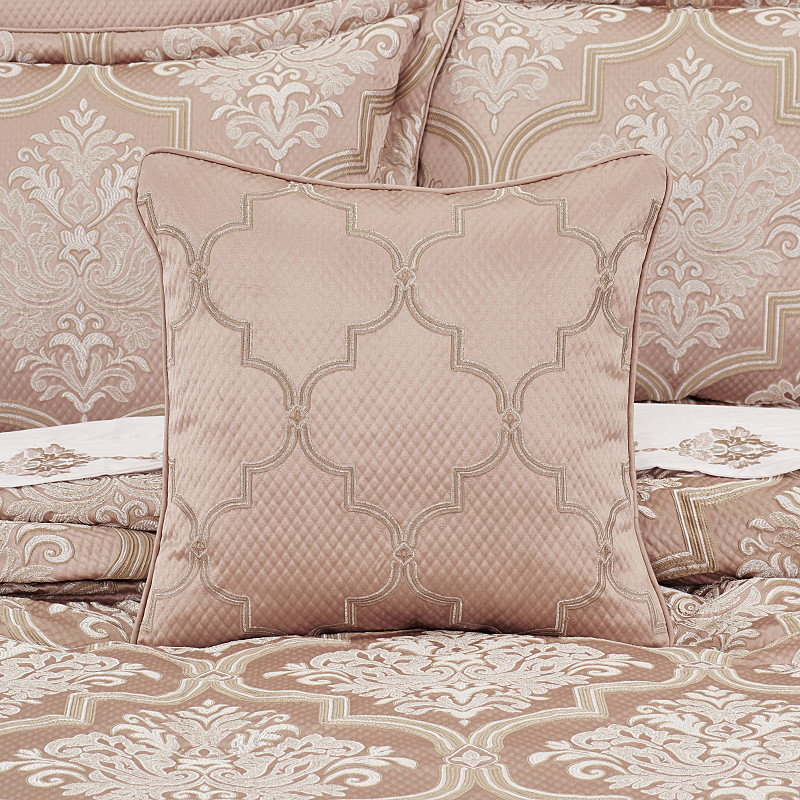 Blush 18inch Square Embellished Decorative Throw Pillow