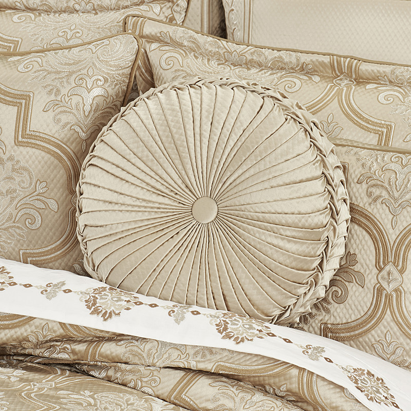 Champagne Tufted Round Decorative Throw Pillow