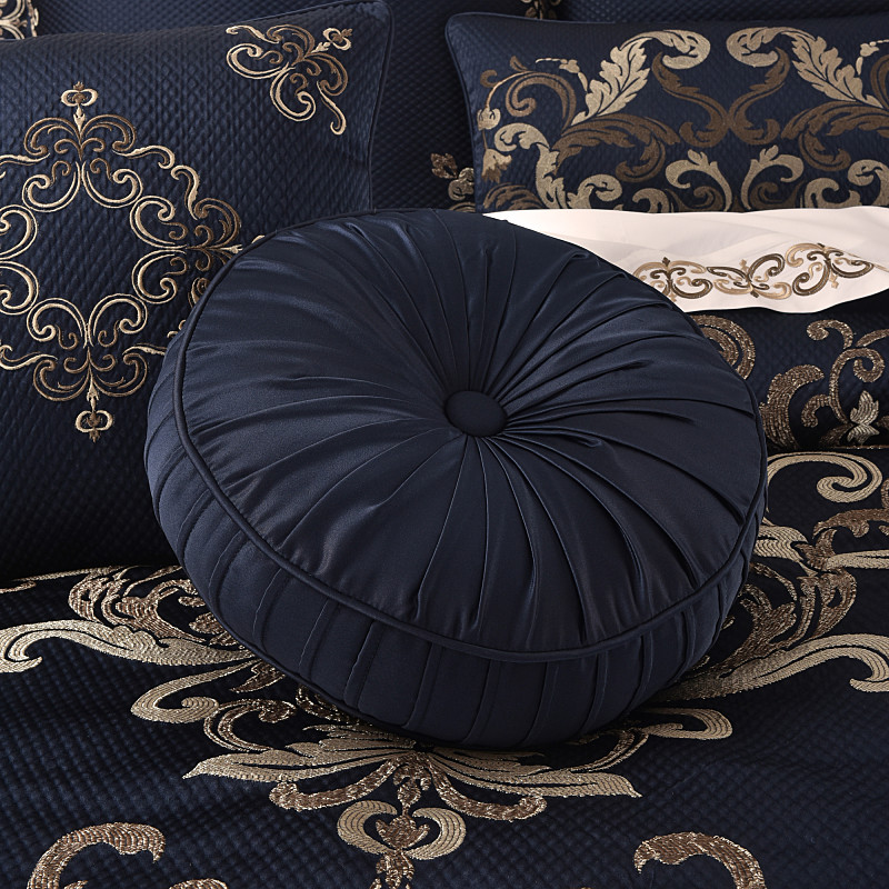 Royal Blue Tufted Round Decorative Throw Pillow
